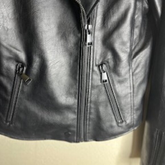 Anthropologie Faux-Leather Black Moto Jacket Size Small - Picture 6 of 8
